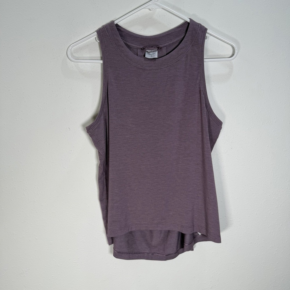 ATHLETA Tank Top With Ease Pleat Back Womens Sz S Mauve Heather Relaxed Fit